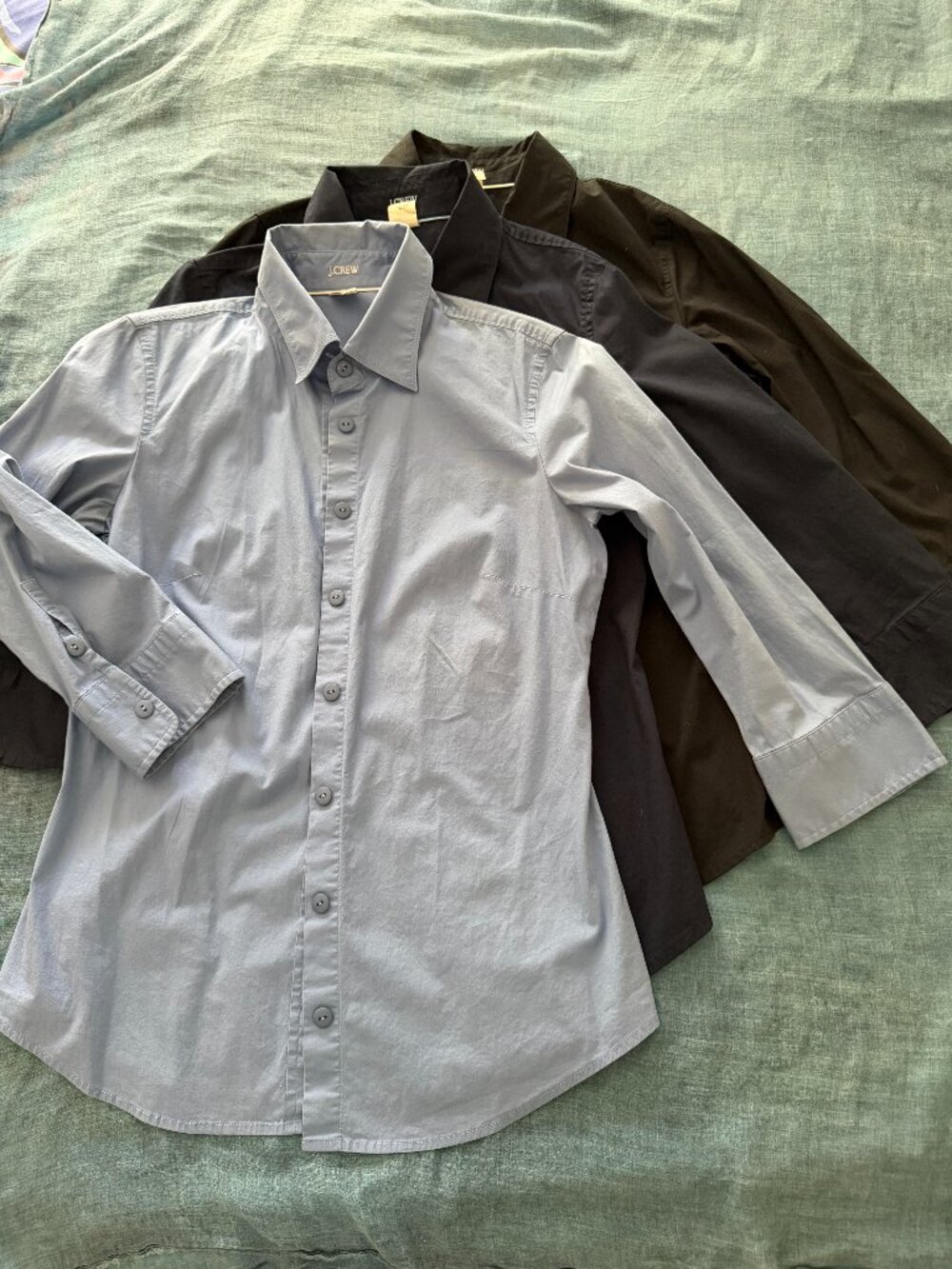 *Classic* Vintage Y2K J.Crew Fitted Dress Shirt 3/4 Sleeves Cotton Lot of 3